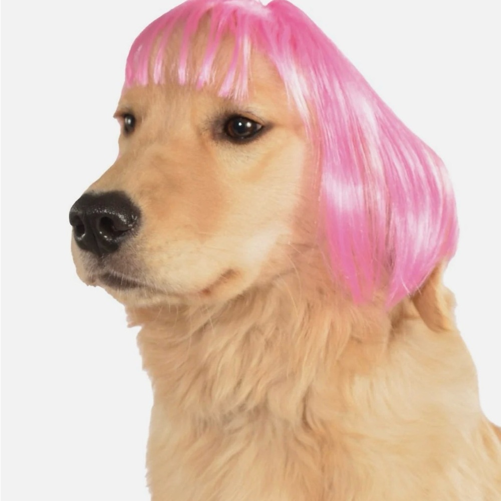 Neon Pink Bob Wig Pet Costume Accessory